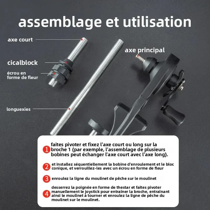 Bobineur de ligne de pêche léger LINNHUE antirouille robuste pour moulinet spinning et baitcasting