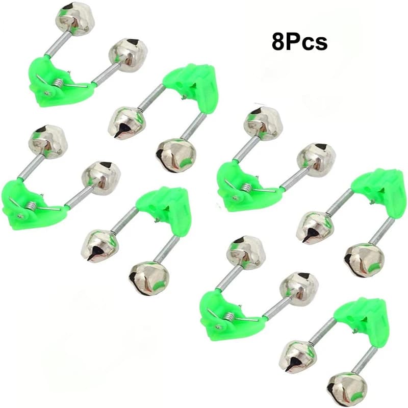 Cloches double alerte pour canne pêche mer nuit 8/20 pièces avec clips fixation sécurisée