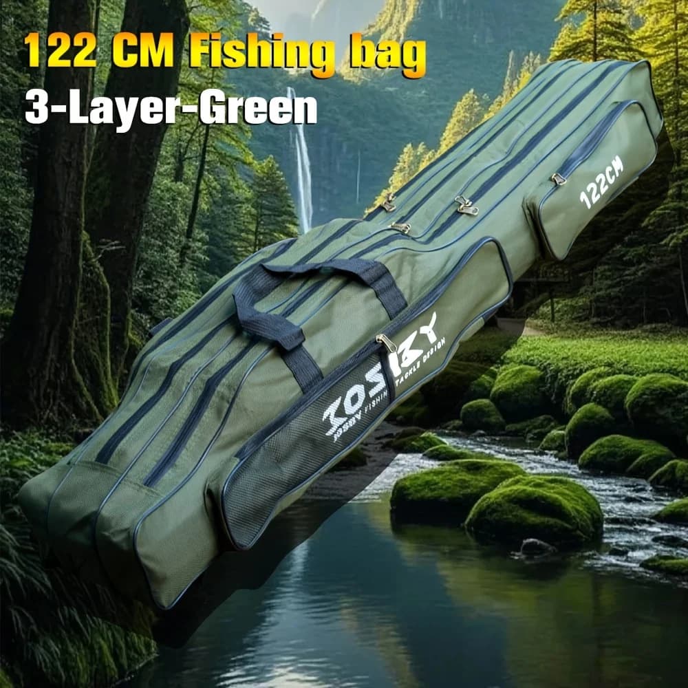 Sac à dos de pêche Oxford 3 couches 122/152/182cm pour cannes et accessoires de pêche extérieur