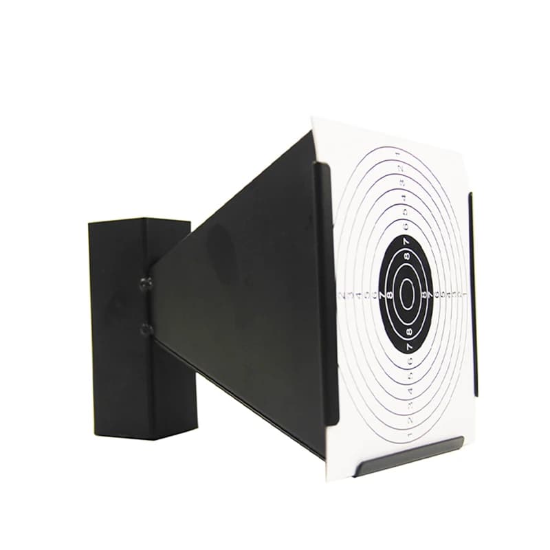 Cible en acier d'entraînement avec piège à billes - Inclut 100 cibles papier 17x17cm pour airsoft et pellets
