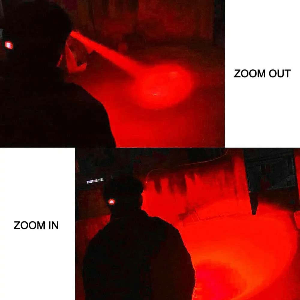 Lampe frontale LED rouge et verte zoomable pour pêche tactique nocturne étanche