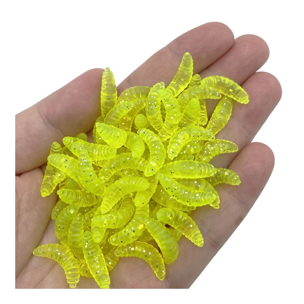 50 Vers de Farine Leurres Appâts Bioniques Souples Asticots pour Pêche Accessoires