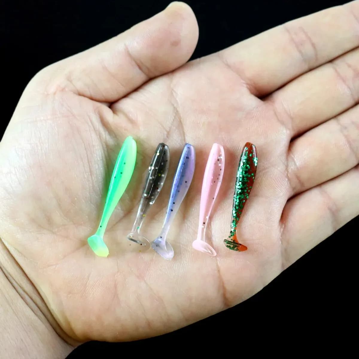 Leurre souple T-tail 50 pièces, appât silicone pour pêche de la perche et du brochet, leurres miniatures