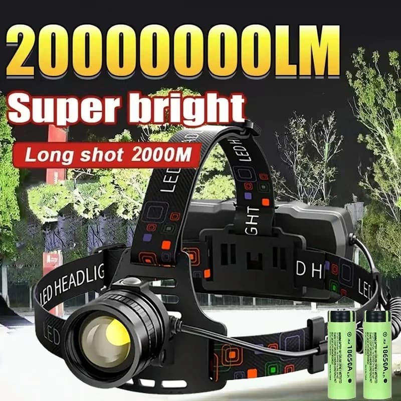 Frontale aluminium rechargeable USB ultra-lumineuse - 3 modes zoomables pour pêche précise et technique
