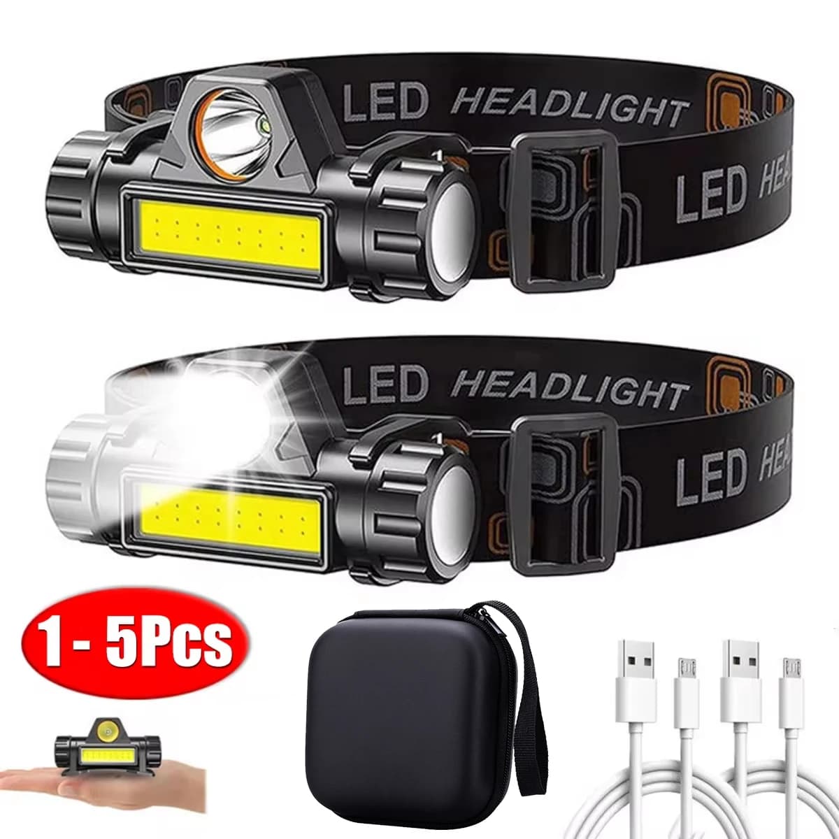 Lampe frontale LED COB rechargeable magnétique puissante pour pêche nocturne et activités extérieures