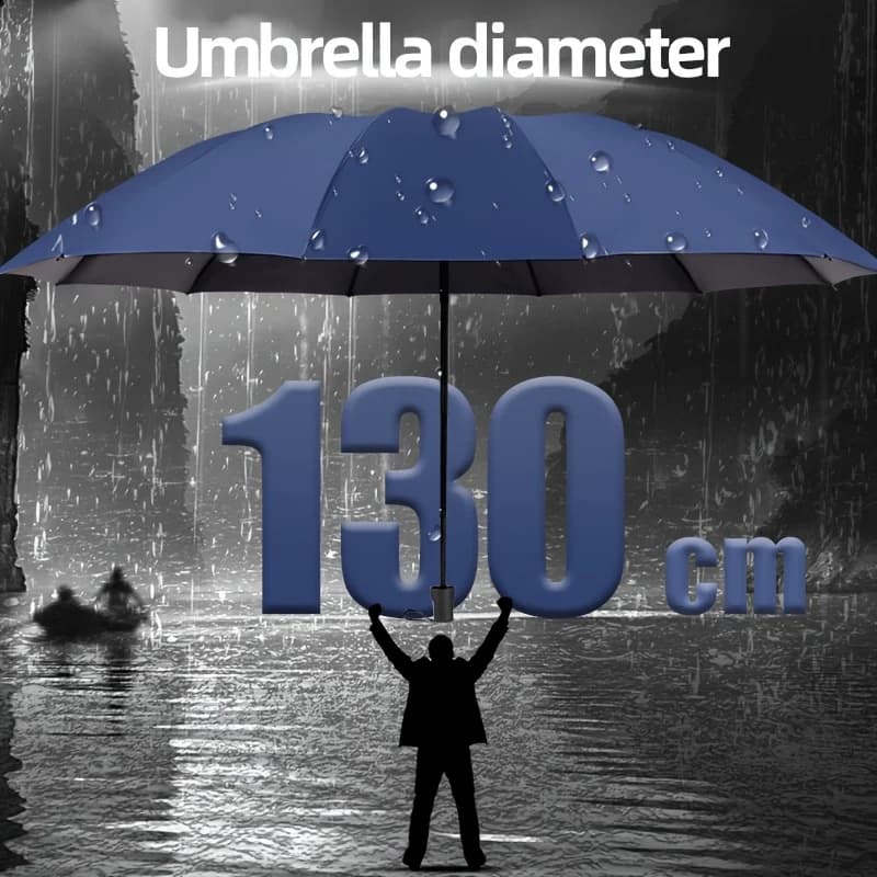Parapluie homme grande taille 130cm pliable professionnel anti-vent imperméable protection UV pêche