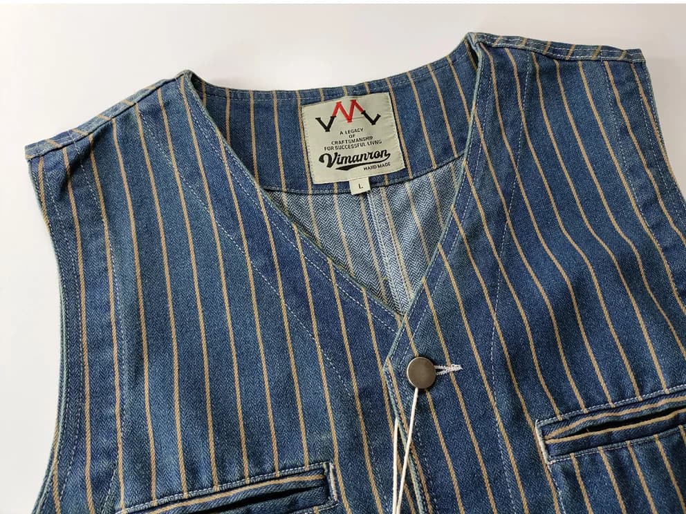 Veste cargo sans manches en denim lavé pour homme, décontractée à multiples poches et col V,
