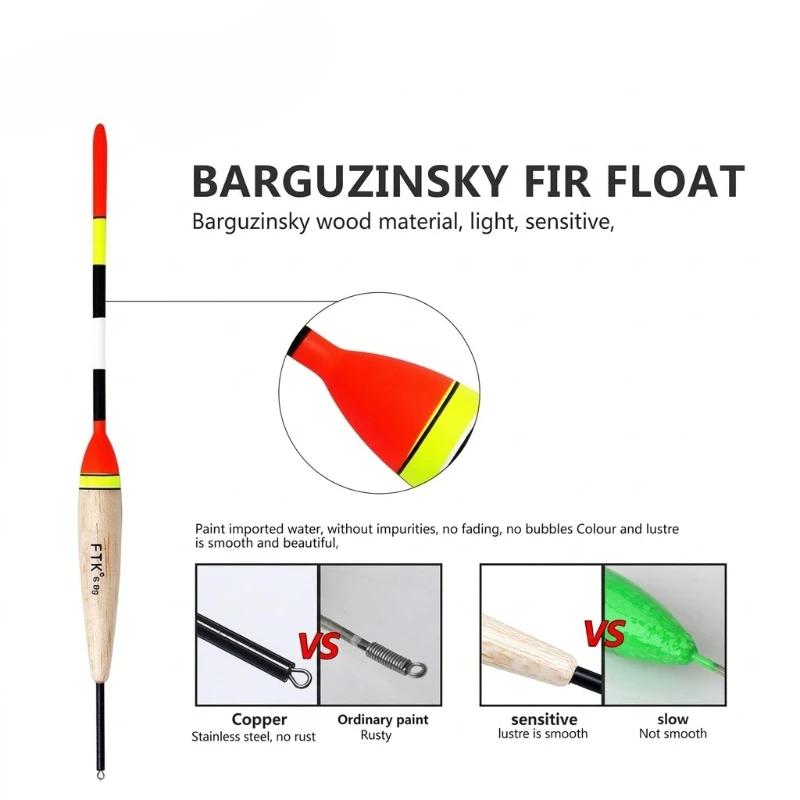 5 flotteurs de pêche haute visibilité néon avec âme bois - Flotteurs anti-torsion 2-5g pour eau douce et mer