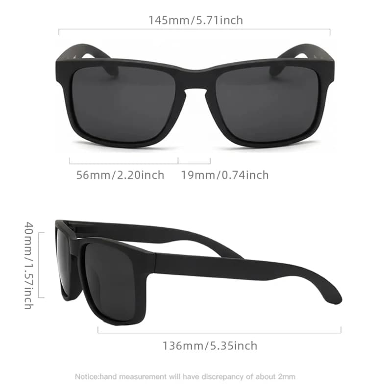 Lunettes de soleil carrées polarisées vintage homme - Sport outdoor plastique noir UV400