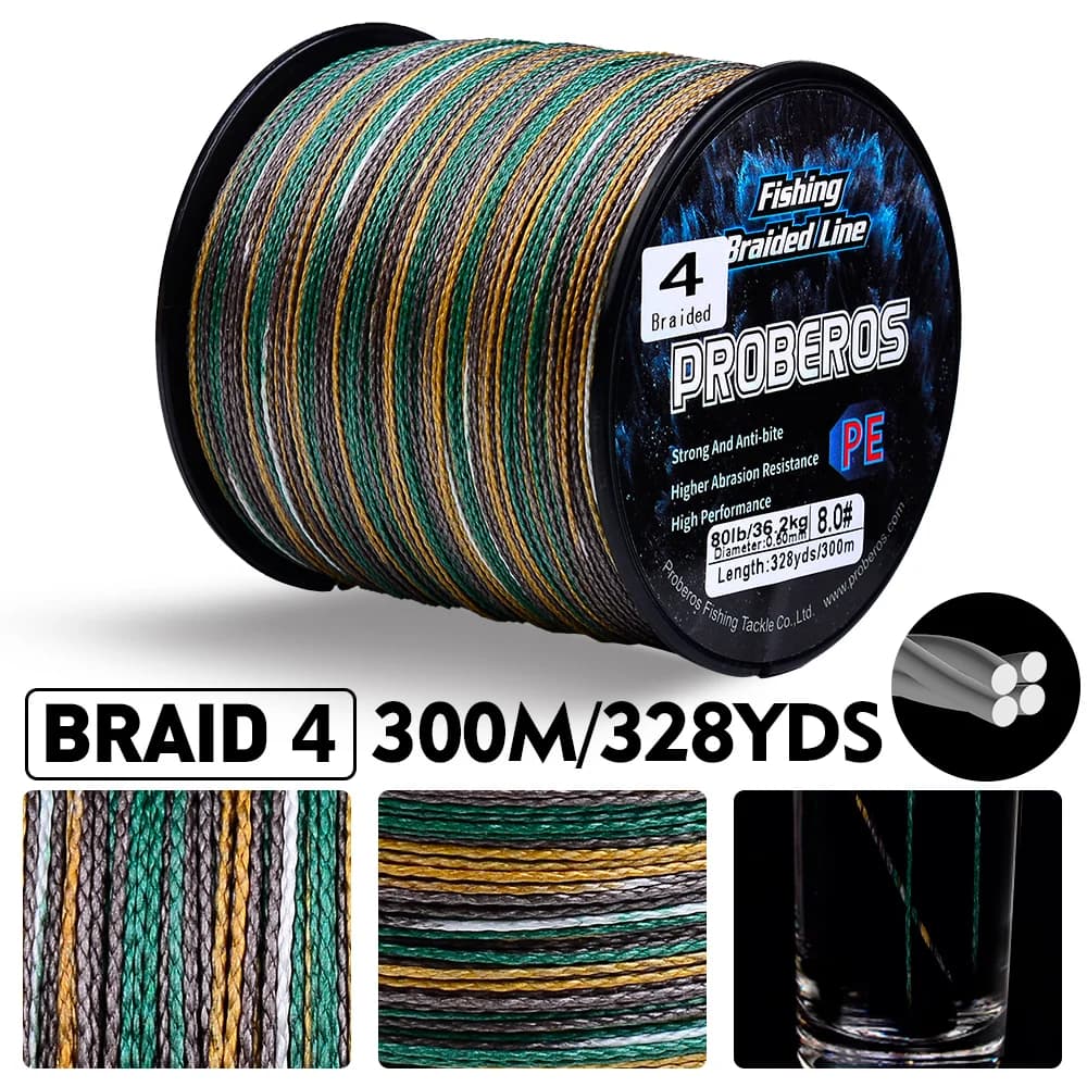 Ligne tressée Proberos 300M/328YDS 6-80LB tension forte et lisse - Lancer longue distance fluide