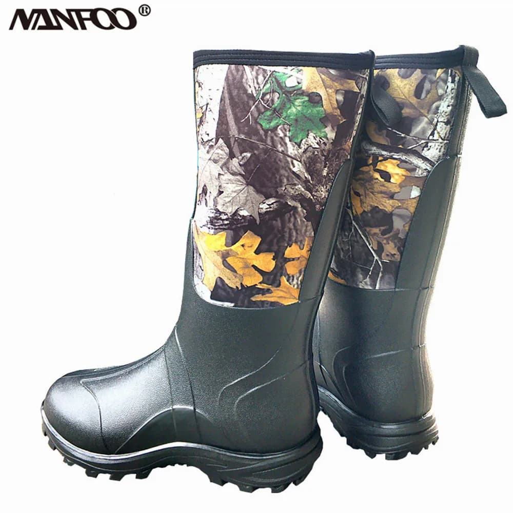 Bottes de pêche néoprène imperméables anti-rayures camouflage feuilles d'érable chaudes hiver neige chasse