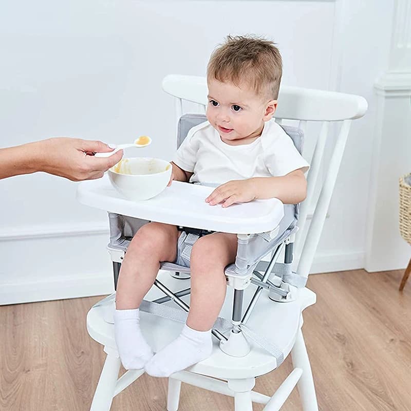 Chaise pliante bébé avec assiette et ceinture de sécurité - Siège confortable pour repas plage camping