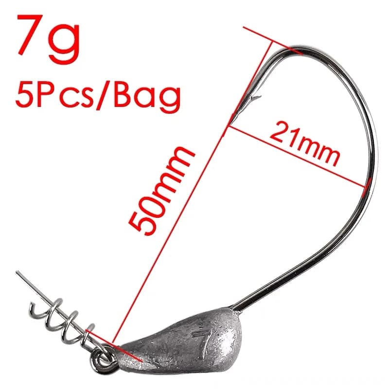 Hameçon jig head avec émerillon de 3.5g à 21g pour leurre souple worm et pêche aux leurres