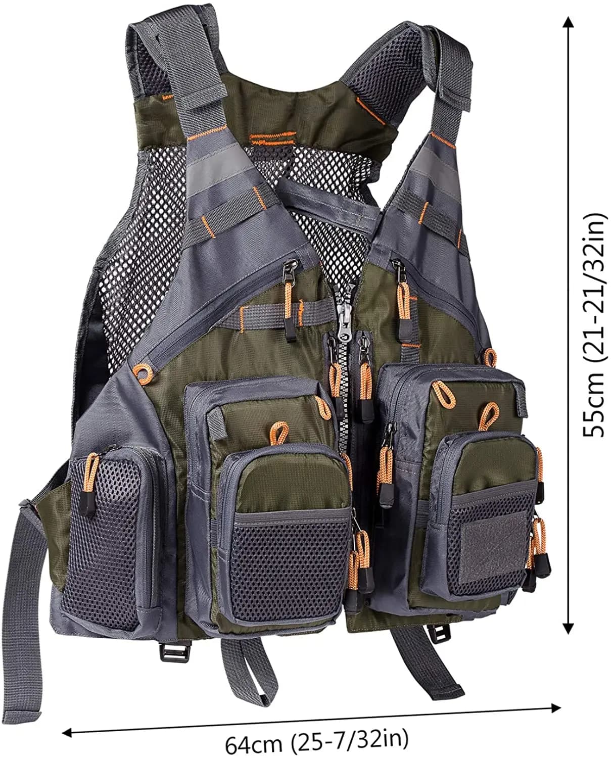 Veste de pêche respirante légère ajustable avec rangements pour matériel de pêche sportive