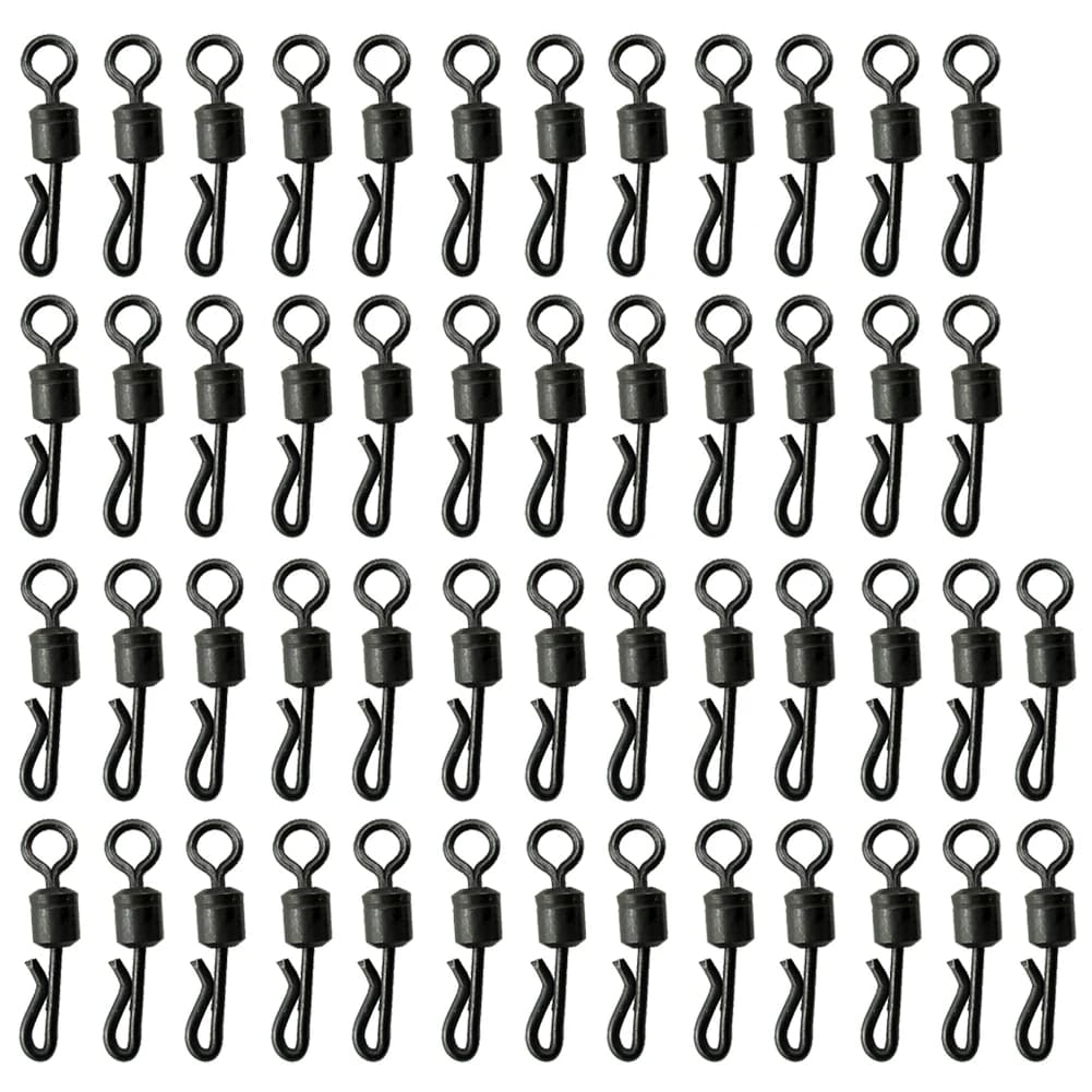 Émerillons rapides noirs pour pêche à la carpe - Connecteur Q-shaped long body avec système swing