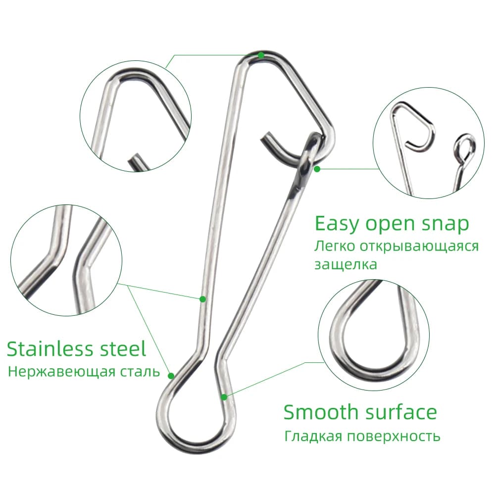 50 émerillons rapides DNDYUJU à fermeture sécurité - Acier inoxydable pour connexions leurres