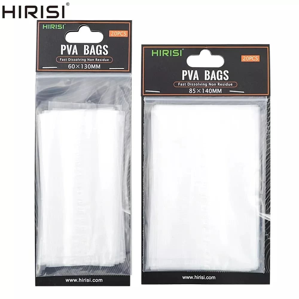 Sachets PVA pour pêche à la carpe Hirisi - Lot de 20 sacs solubles tailles 60x130 85x140 70x200mm
