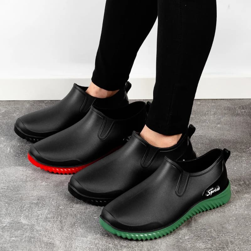 Bottes de pluie cheville homme simples imperméables anti-dérapage robustes pêche travail camping