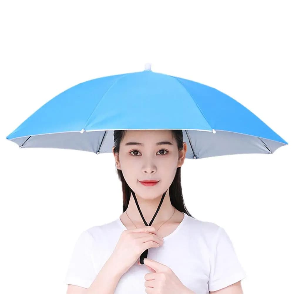 Chapeau parapluie pêche anti-vent pliable portable protection solaire pluie camping plage extérieur