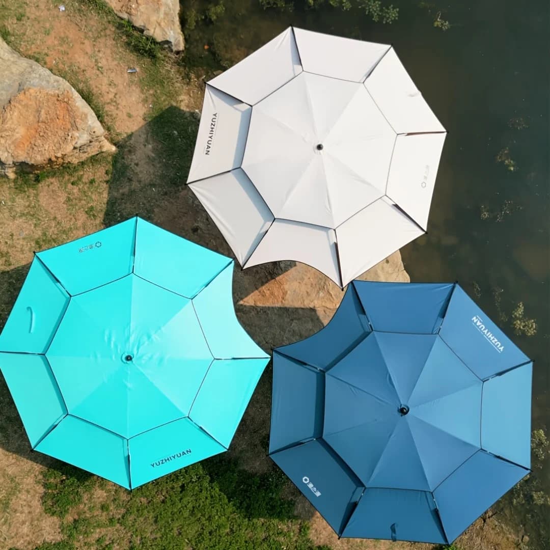 Parapluie ombrage pêche renforcé réglable - Perche flexible et tissu double couche respirant