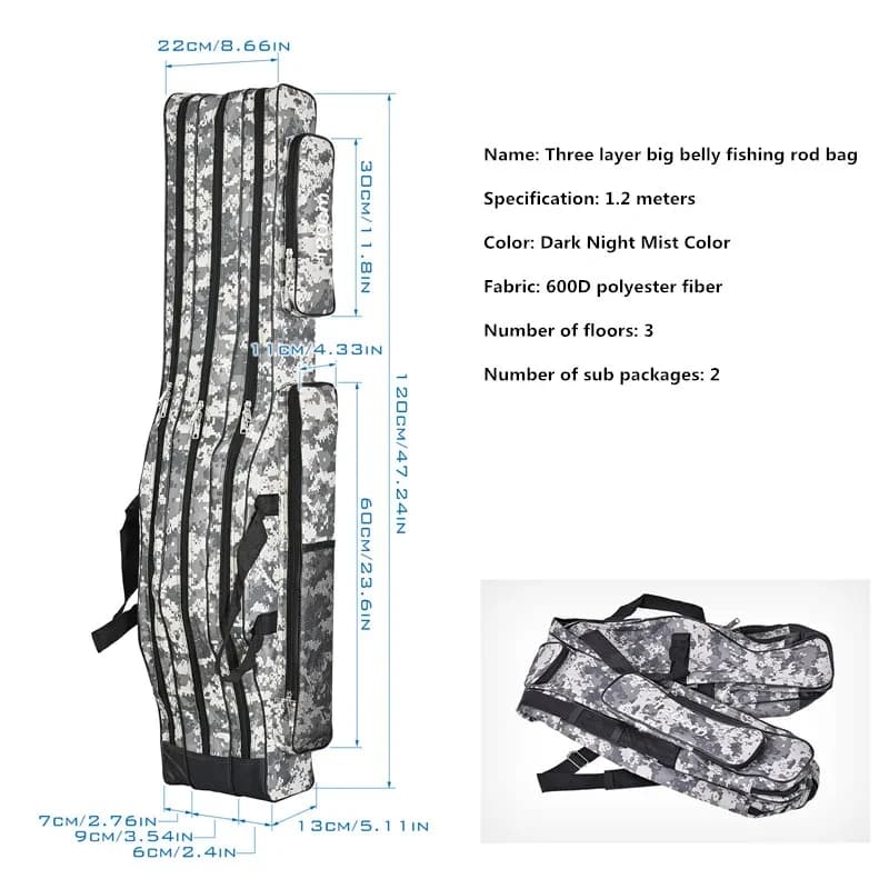 Sac mer grande capacité 1.2m 1.5m triple couche pliable bedaine pêche double épaule rangement