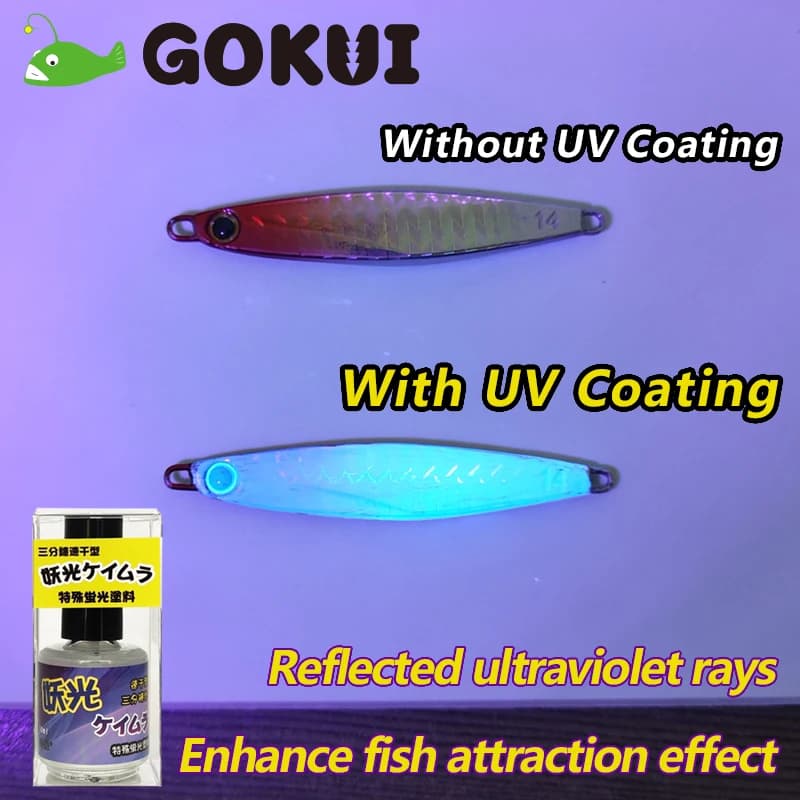 Peinture fluorescente GOKUI UV pour leurres DIY - Revêtement biomimétique magique pour attirer les poissons