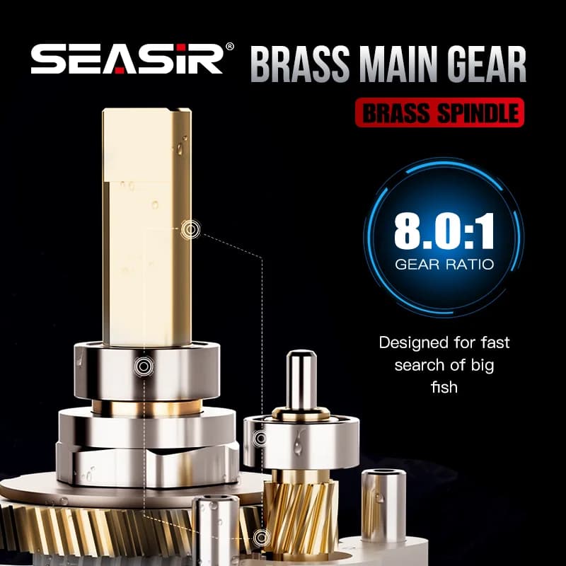 Moulinet baitcasting Seasir Salminus carbone aluminium frein 12kg ratio 8.0:1 11+1BB pour gros poissons
