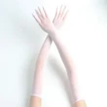Gants cinq doigts transparents anti-accroche soie ultra-fins sans couture étiquette longue protection