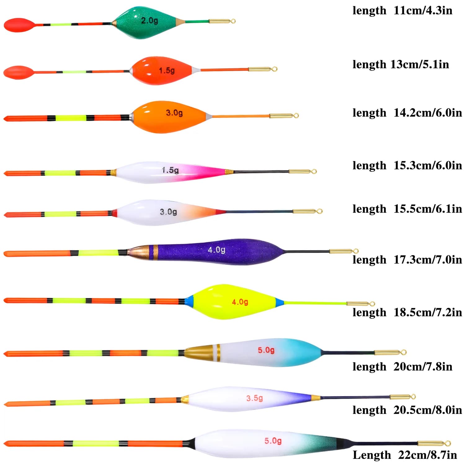 Lot de 10 flotteurs Sougayilang pour la pêche à la truite et au brochet, flotteurs coulissants