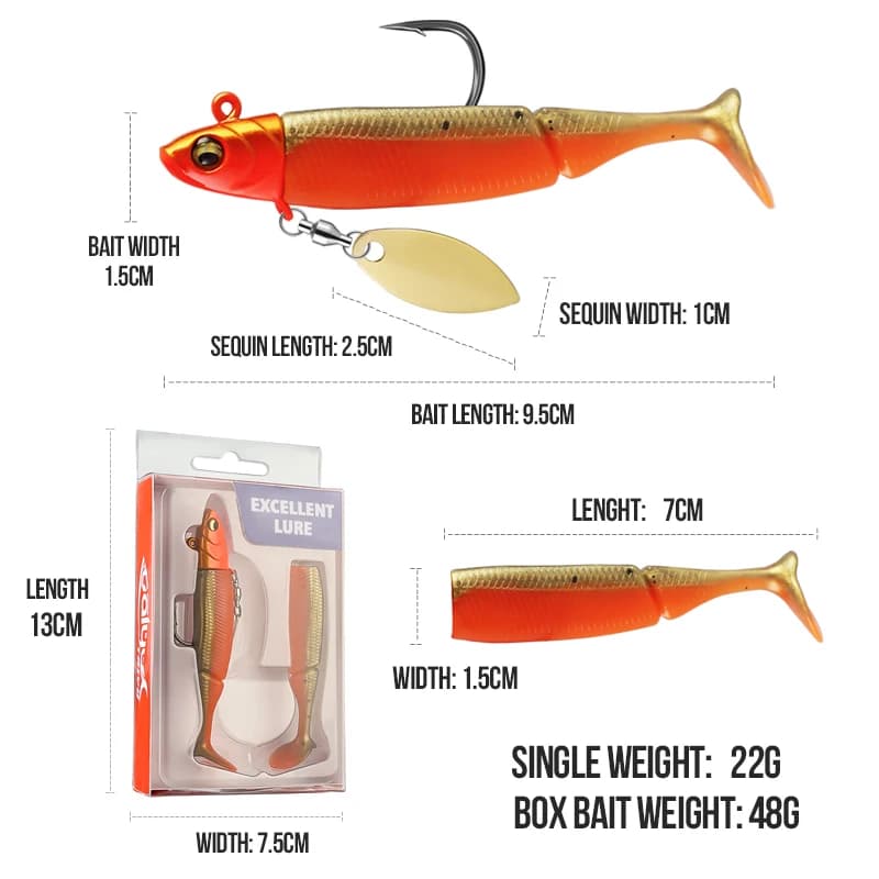 Leurres de pêche TAIYU 20g tête plombée leurre souple t-tail spinner cuillère pour brochet truite perche
