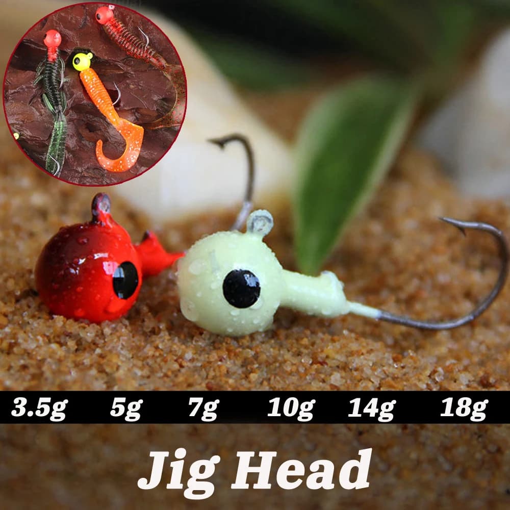 Hameçons leurres souples métal jig 3.5g-18g avec œil 3D - 10 pièces pour pêche carnassiers