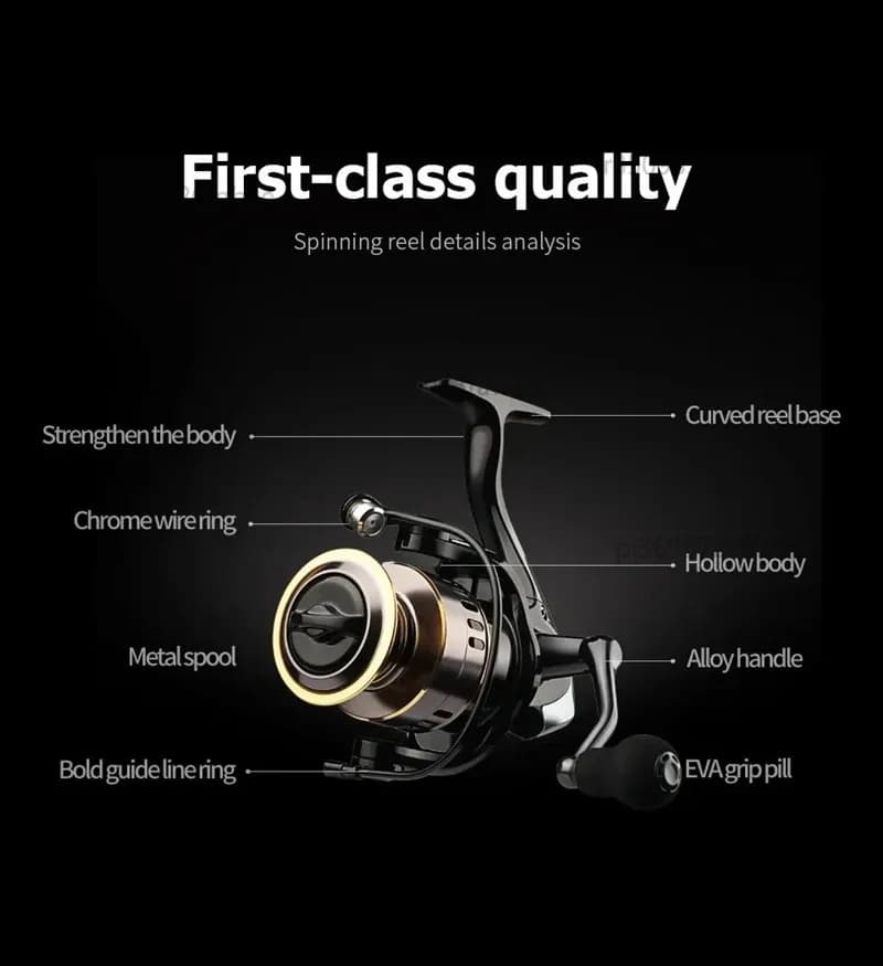 Moulinet de pêche spinning métallique NUOYING 12KG de drague haute vitesse pour eau douce et mer