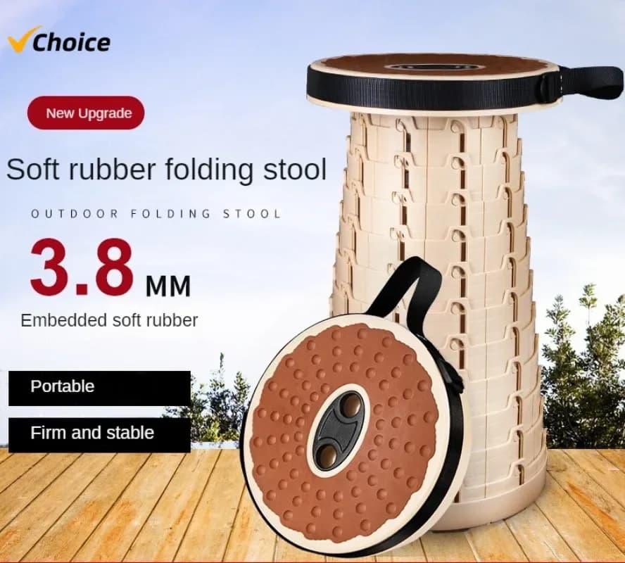 Tabouret pliant de pêche portable avec support télescopique - Siège compact pour camping et voyage