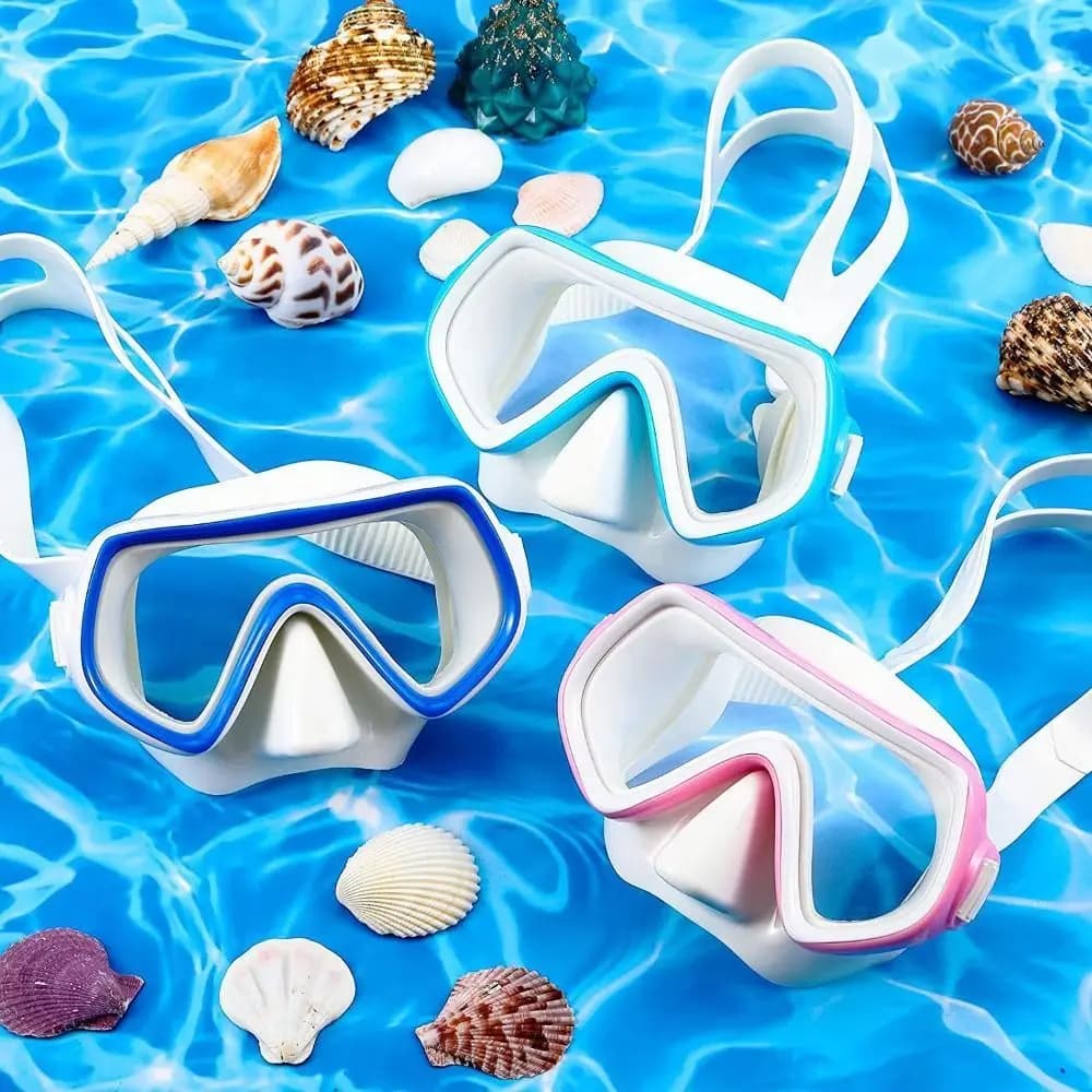 Masque de natation enfant PC verre - couvre-nez anti-buée et large vision pour jeunes nageurs