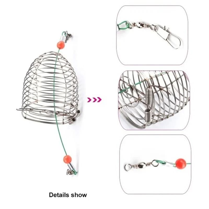 Cage à appâts de pêche feeder en acier inoxydable, 3 tailles S M L pour amorçage précis