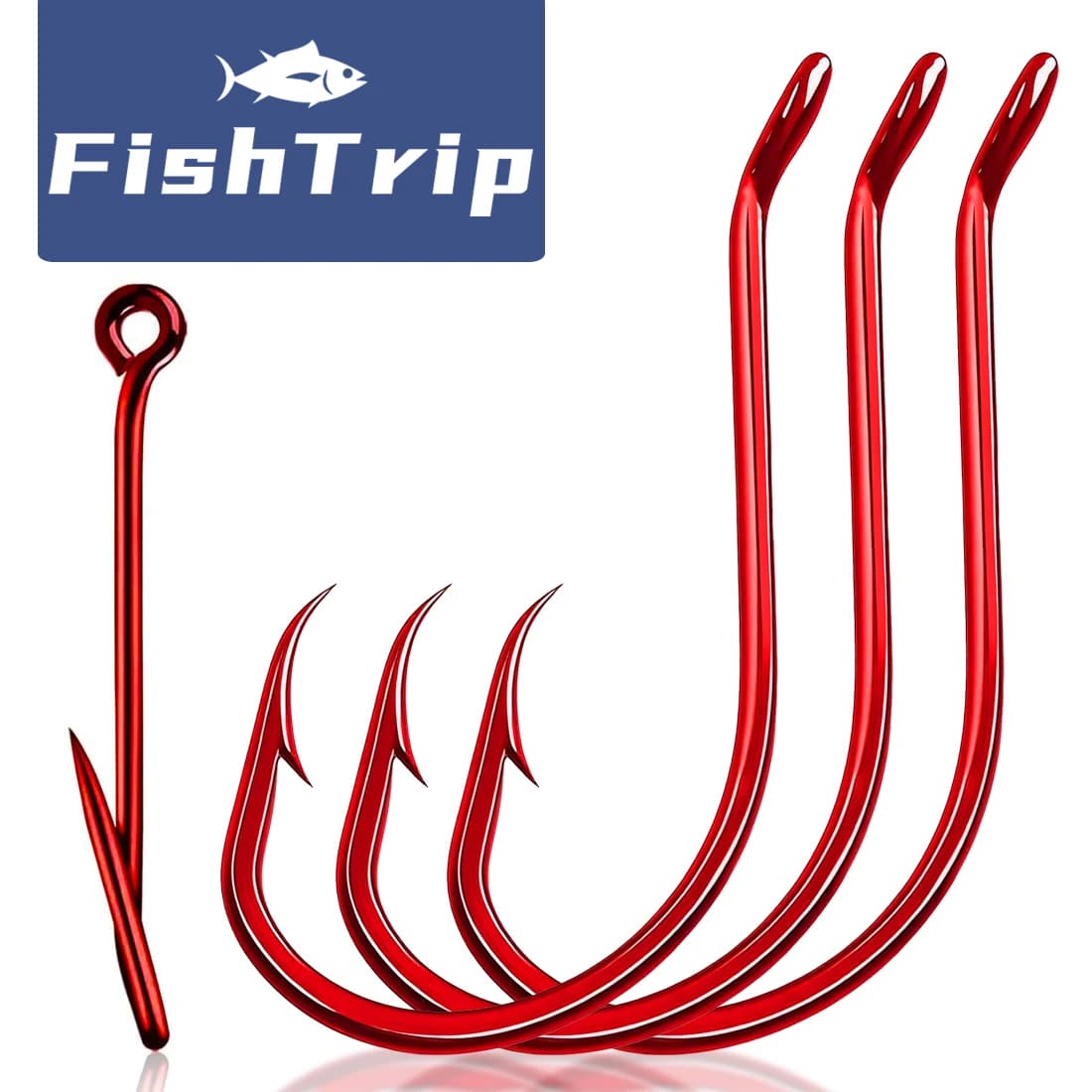 Hameçons Red Octopus FishTrip 50 à 100 pièces pour carpe et silure - Forte puissance 2X,