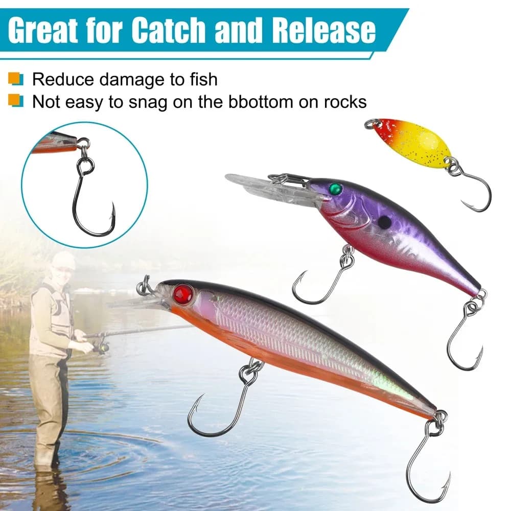 75 Hameçons Inline Single pour Leurres Cuillère et Spinner - Pêche Eau Douce et Salée