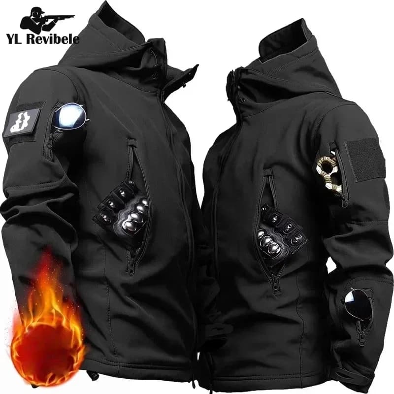 Veste de pêche tactique hiver multi-poches - Softshell peau de requin imperméable