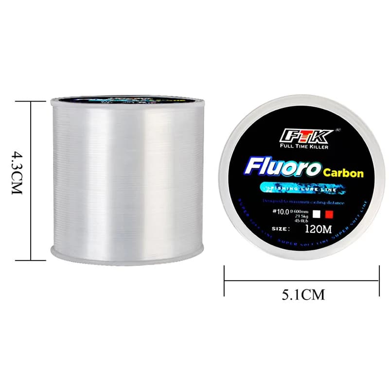 Ligne de Pêche Fluorocarbone 120M Traitement Spécial Nylon pour Eau Douce 0.2mm-0.6mm 45LB
