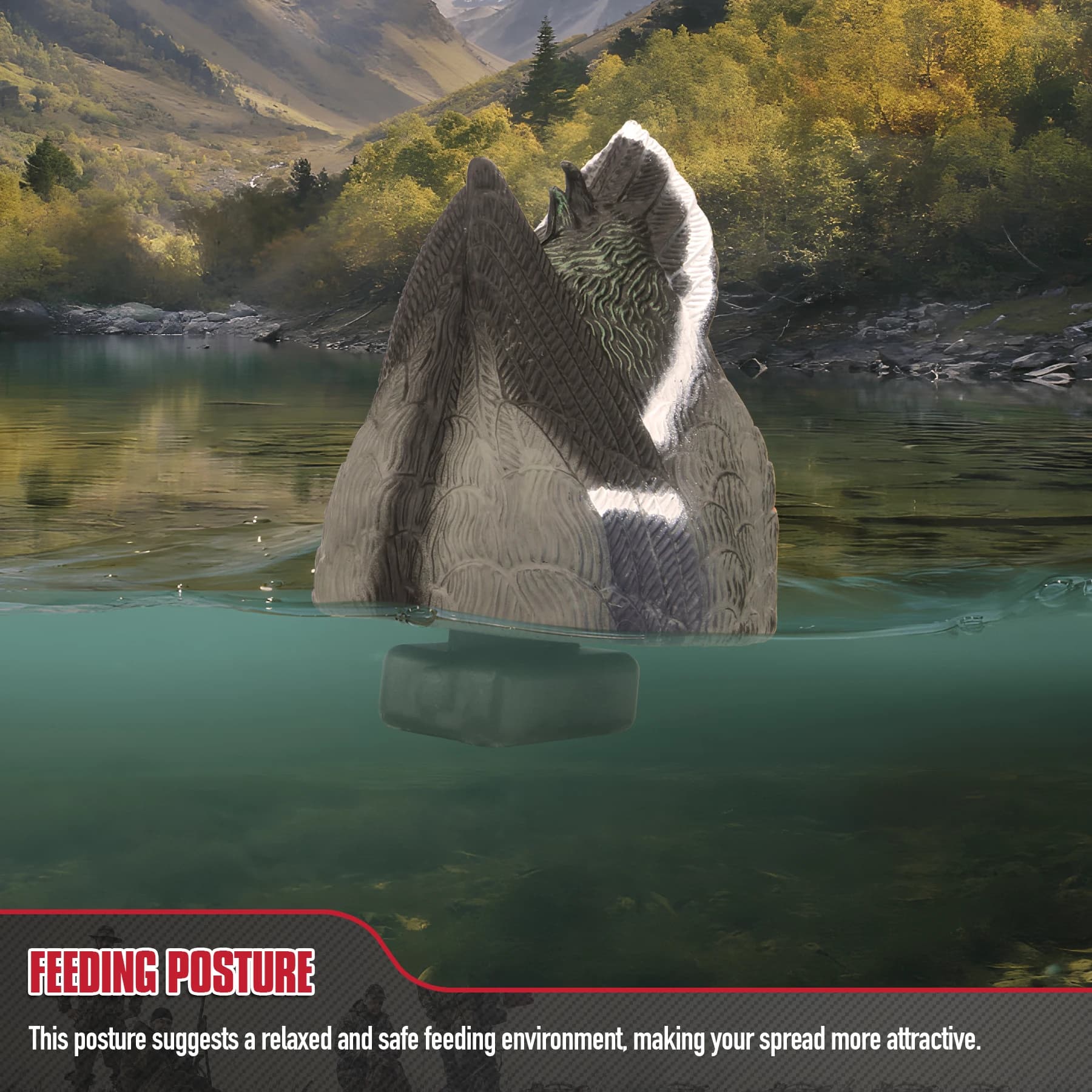 Leurre de queue de canard 3D avec quille lestée - Accessoire de chasse flottant et réaliste
