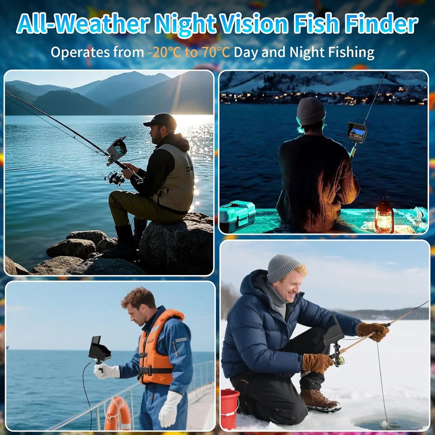 Caméra de pêche sous-marine 1080P 4.3" LCD - Fish finder étanche avec vision nocturne portable