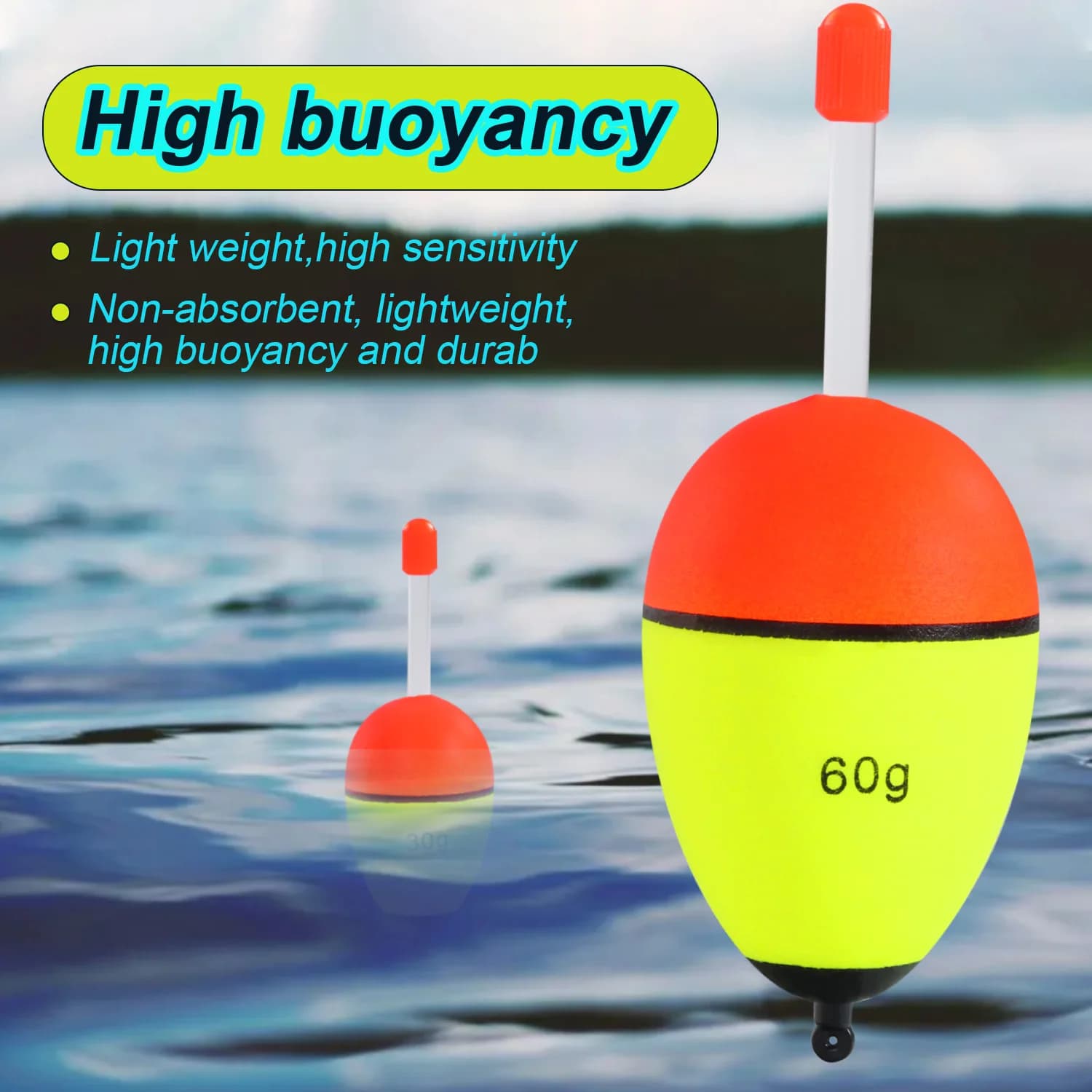 Bouées lumineuses Sougayilang pêche nuit - 5 pièces EVA double ruban haute visibilité longue portée