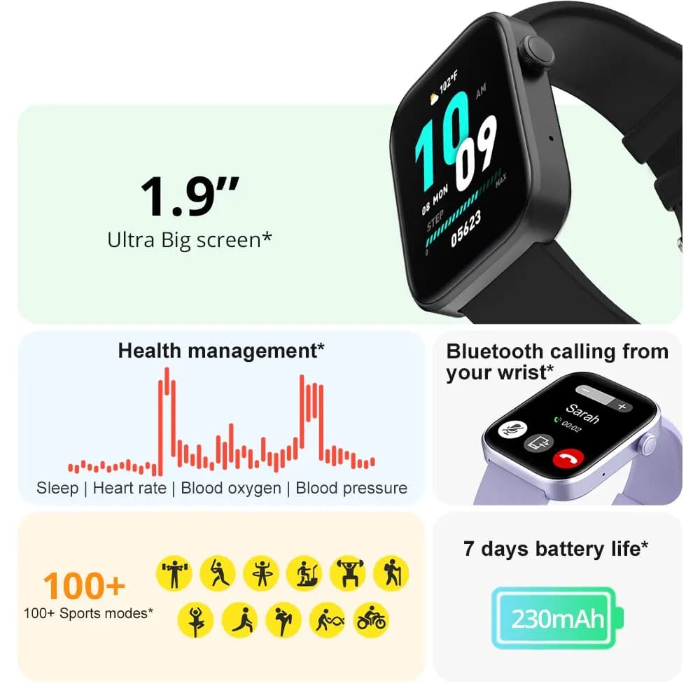 Montre connectée COLMI P71 appels vocaux monitoring santé IP68 étanche notifications assistant vocal