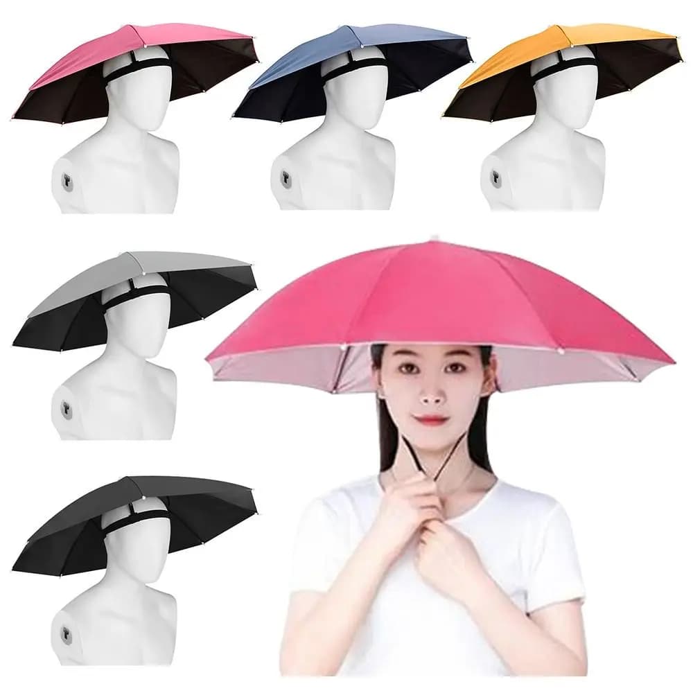 Chapeau parapluie outdoor pliable anti-vent - Équipement pêche portable pour plage camping