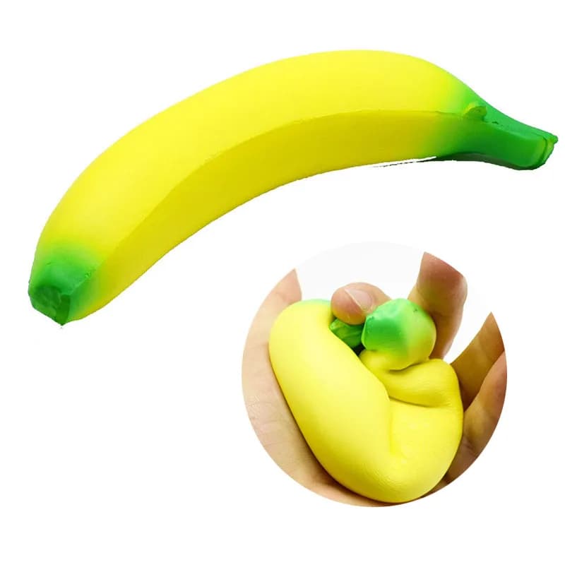 Jouet anti-stress banane géante squishy - Fruit squeezable slow rising réducteur de pression rigolo