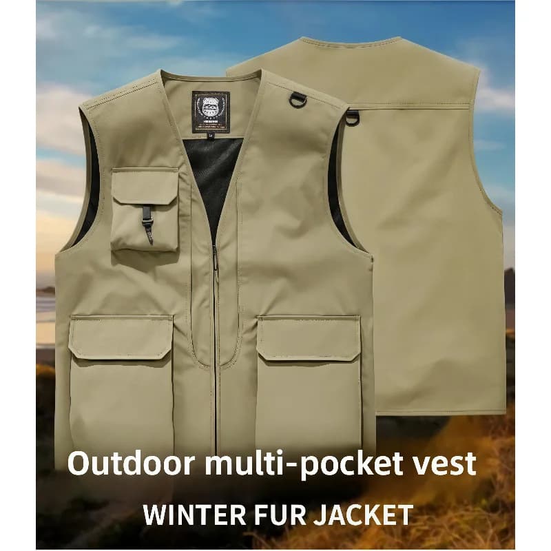 Veste de pêche homme 2025 respirante multi-poches, design vestiaire sportif pour photographe extérieur