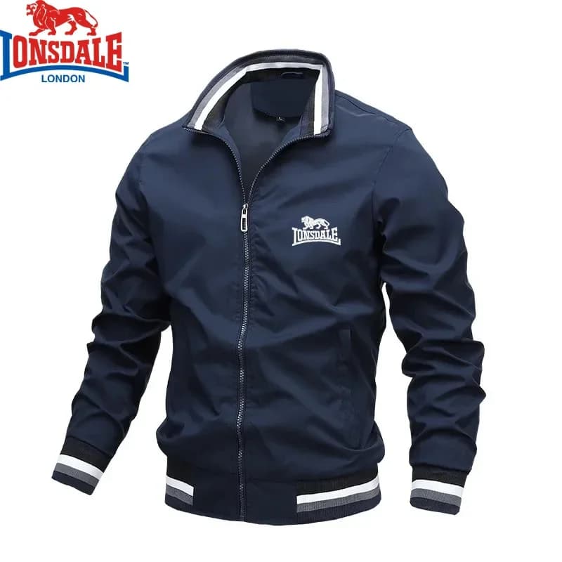 Veste homme à col montant avec broderie et fermeture éclair - Veste imperméable pour pêche et sports extérieurs