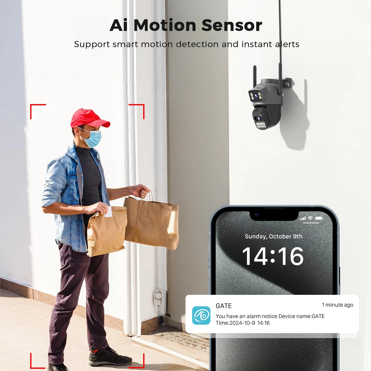 Caméra de surveillance extérieure ANBIUX 10MP 5K WiFi double objectif - détection IA PTZ auto-cruise 2.4G/5Ghz