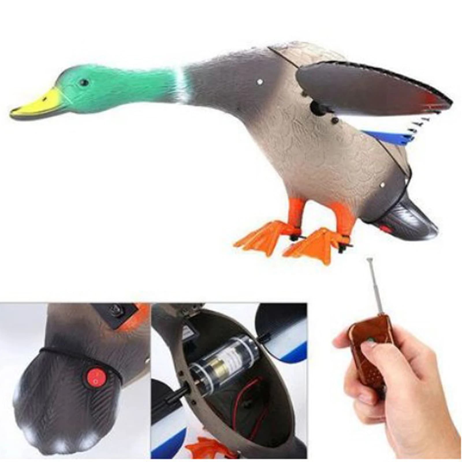 Leurre canard électrique télécommandé volant mallard réaliste simulation 3D sans batterie inclus
