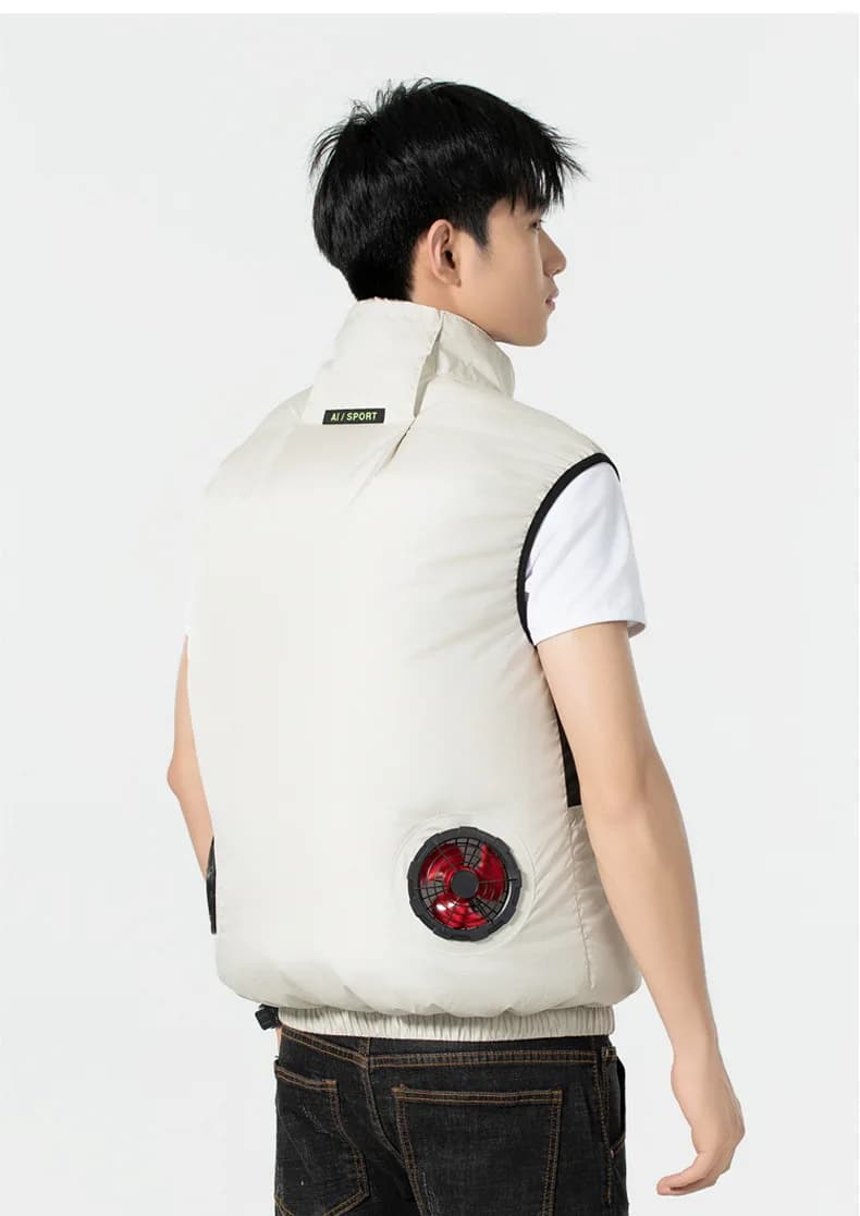 Veste rafraîchissante homme avec ventilateur rechargeable pour chantier et pêche en été